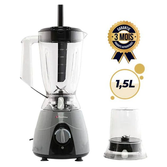 Mixeur Binatone BLG-403 (350W – 1,5 L – Noir/Gris) avec poussoir et bol broyeur sec